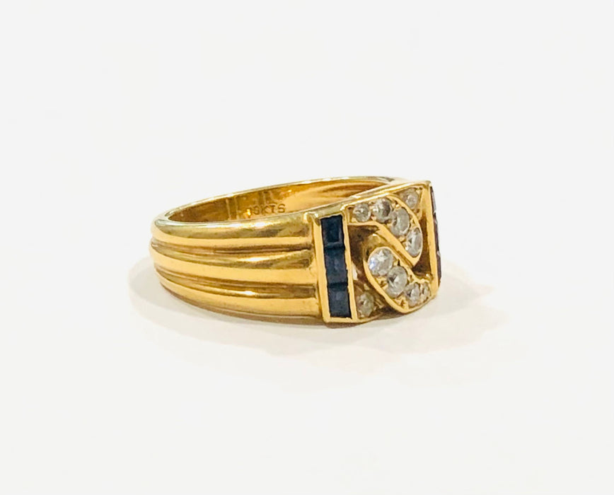 MAUBOUSSIN - Diamond and sapphire ring, yellow gold