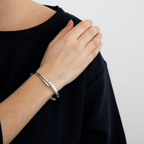 Bracelet Bracelet or gris et diamants 58 Facettes