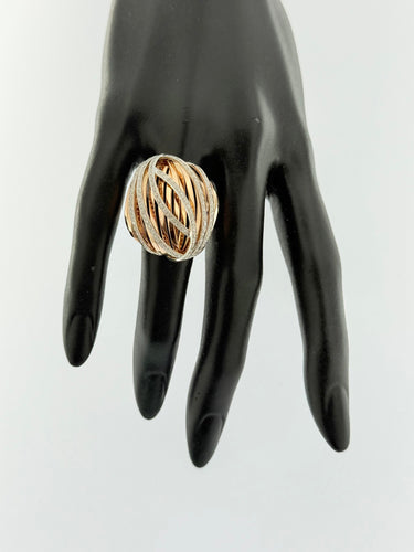 Bague 56 Bague dôme italienne or blanc et or rose avec diamants 58 Facettes