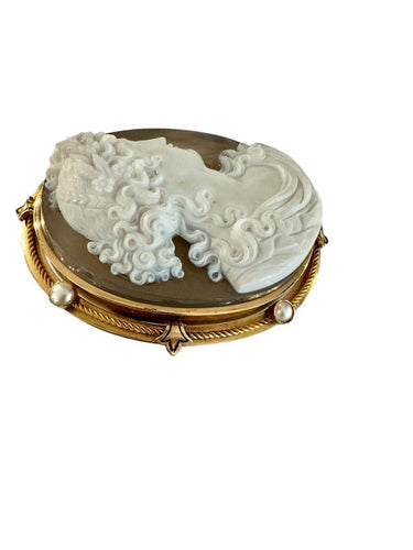 Broche Importante broche Camée Sur Agate 58 Facettes