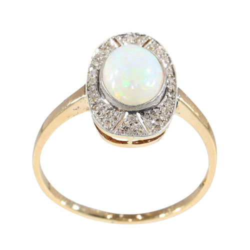 Bague 59 Échos du passé : une expérience intemporelle avec une bague en opale 58 Facettes 24332-0040
