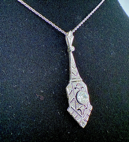 Pendentif Pendentif Art Déco or blanc diamants 58 Facettes