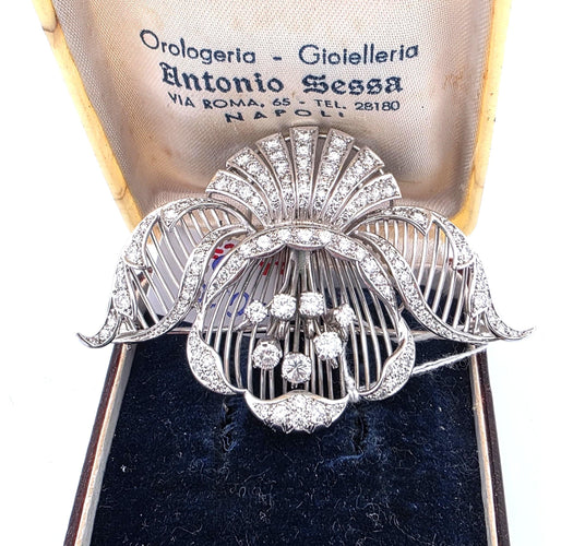 Broche Broche vintage en platine avec diamant naturel taille européenne et diamants taille huit huit 58 Facettes