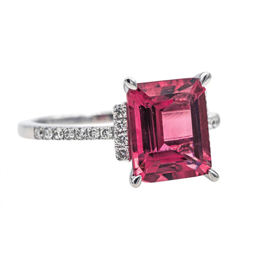 Bague 54 Bague Or blanc Tourmaline, Diamant 58 Facettes 4167005RV