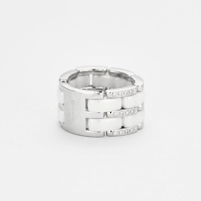 Bague 55 CHANEL - Bague Ultra en or blanc, céramique blanche et diamants 58 Facettes