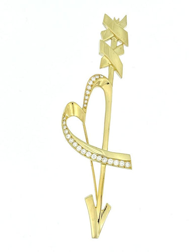 Broche TIFFANY & CO. Broche cœur et flèche or jaune et diamants 58 Facettes