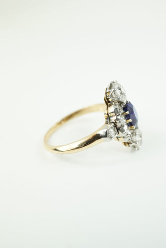 Bague 52 Bague marquise or jaune saphir diamants 58 Facettes SQ 5172049