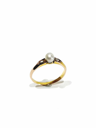 Bague 51 Bague ancienne or rose, perle, diamants 58 Facettes