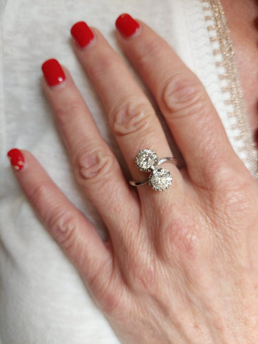 Bague 55 BAGUE TOI ET MOI ANCIEN DIAMANTS 58 Facettes 088321
