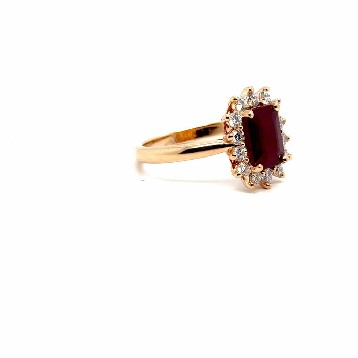 Bague 54 Bague or jaune rubis diamants 58 Facettes