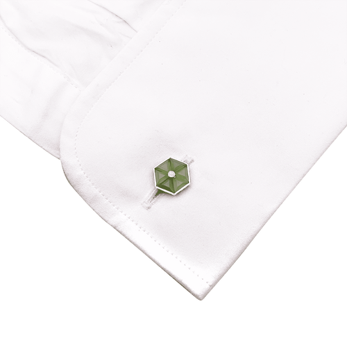 Boutons de manchette Boutons de manchette jade néphrite et platine. 58 Facettes 34665