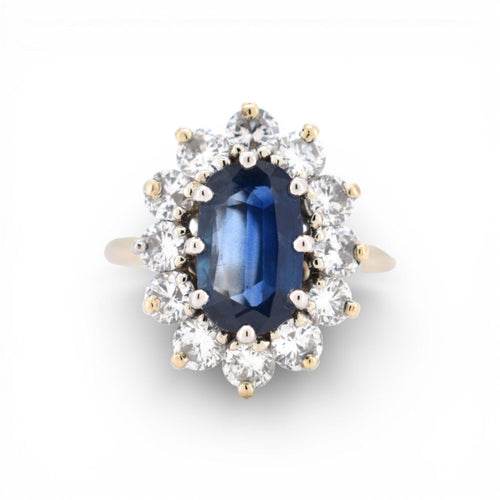 Bague 56 Bague marguerite vintage en or 18 carats, saphir et diamants 58 Facettes