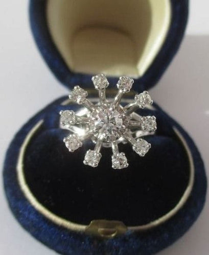 Bague marguerite fleur or blanc platine diamants 58 Facettes