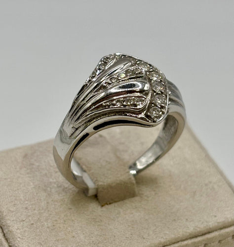 Boucles d'oreilles Parure "Art Déco" en or blanc 14 carats et diamants 58 Facettes