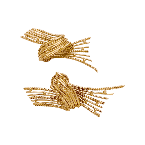 Boucles d'oreilles Boucles d'oreilles vintage or jaune texturé. 58 Facettes 34700