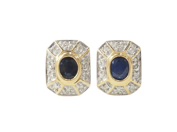 Boucles d'oreilles Boucles d'oreilles en or jaune, saphirs et diamants 58 Facettes 33450