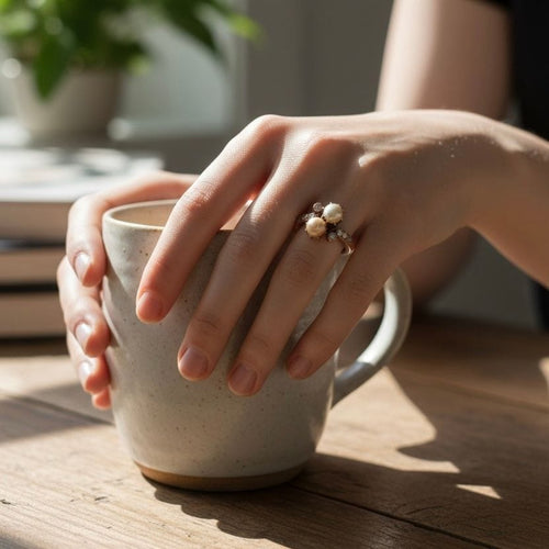 Bague 54 Bague Toi et Moi, Or, Perles et Diamants - Belle Époque 58 Facettes 514