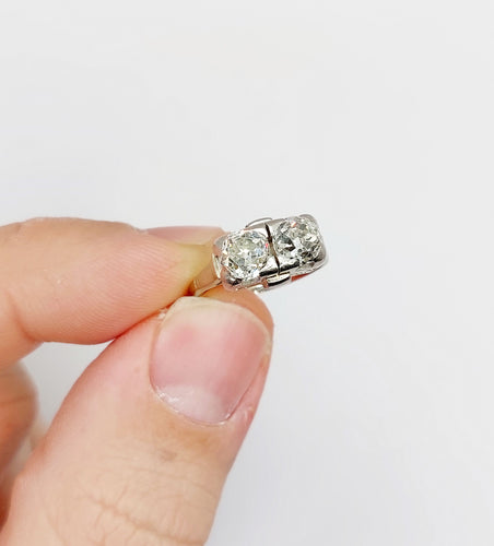 Ring Toi & Moi Art Deco aus 18k Weißgold und Diamanten 