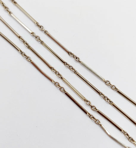 Collier Chaine sautoir antique or blanc à maille bâtonnets finement travaillés 58 Facettes A04836