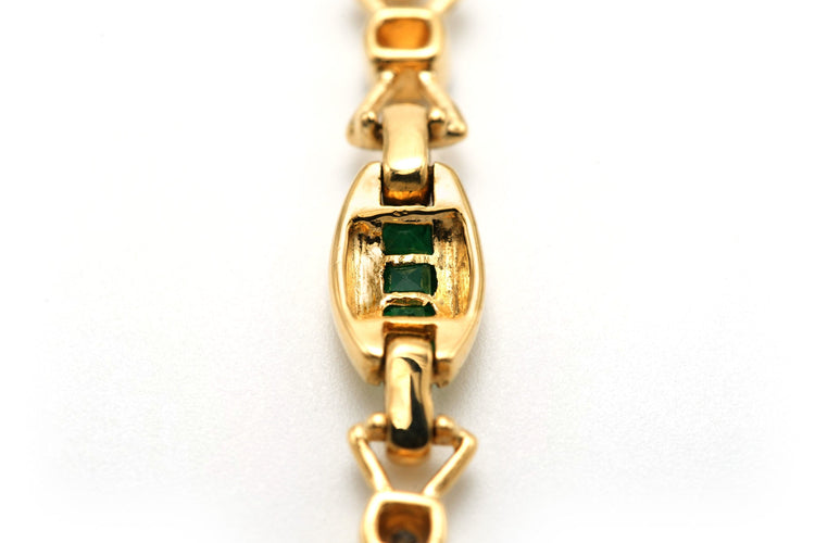 Bracelet Bracelet contemporain or jaune, émeraudes et diamants 58 Facettes B727
