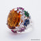 Bague 54.5 Bague or blanc, citrine, diamants 58 Facettes 4330