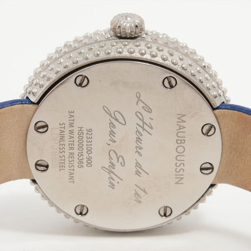 Montre Mauboussin - Montre L'heure du premier jour enfin cadran nacre bracelet cuir bleu 58 Facettes