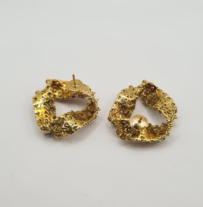 Pendientes de oro amarillo engastados con diamantes talla antigua