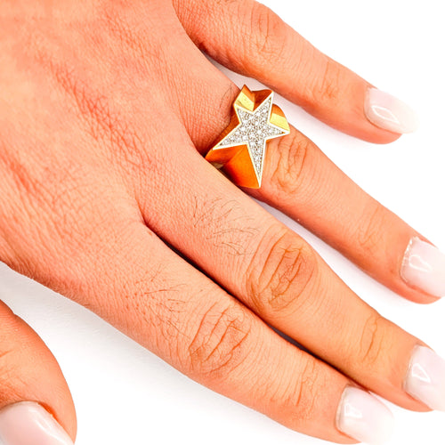 Inel 51.5 Inel stea din aur galben și diamant 58 Facettes 21021008