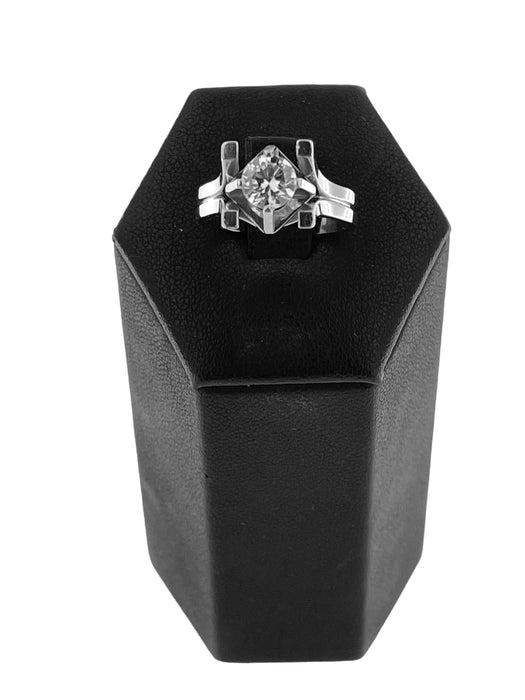 Bague 50.5 Bague solitaire certifiée HRD en palladium et diamant 58 Facettes