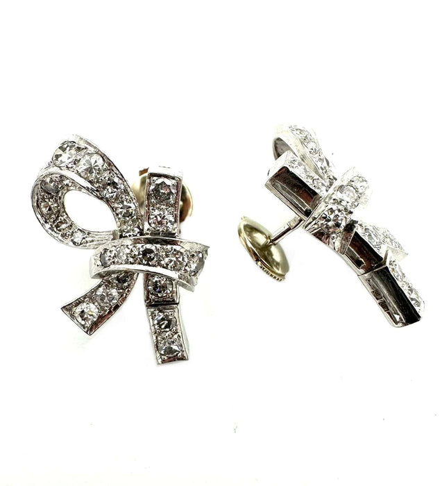 Boucles d'oreilles Art-Déco en platine et diamants 58 Facettes