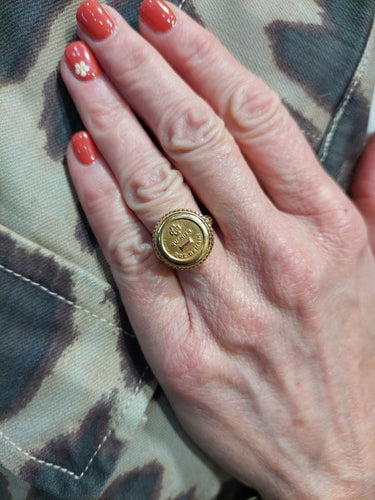 Bague 55 AUGIS - Bague médaille d'amour rubis et diamants 58 Facettes 093351