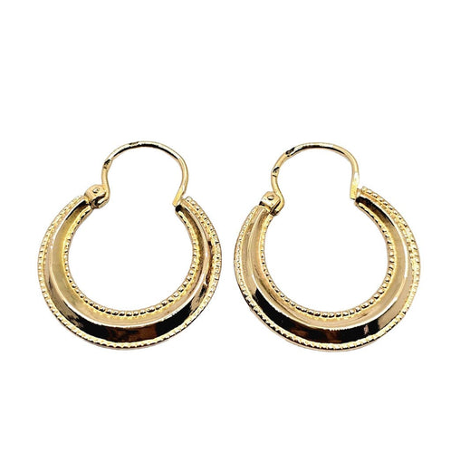 Boucles d'oreilles Créoles or rose, biseautées et perlées 58 Facettes 700