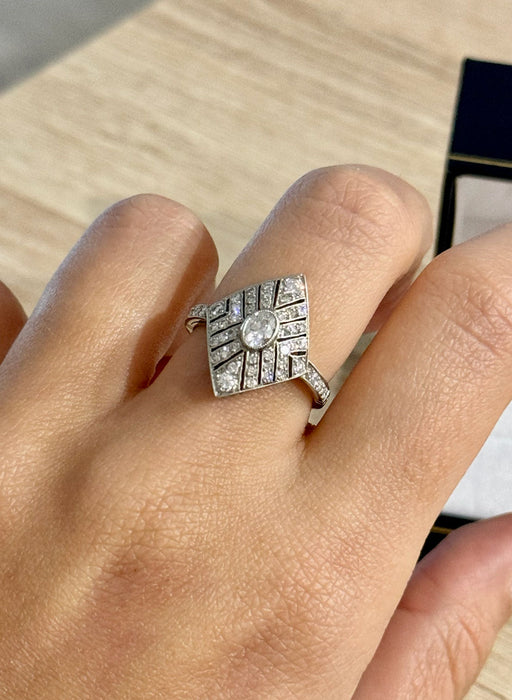 Ring Art Deco Platina diamanten