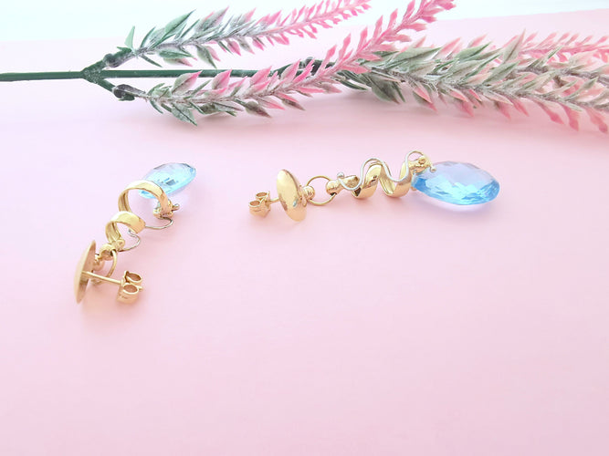 Boucles d'oreilles Boucles d'oreilles Pendantes Topazes bleues 58 Facettes AA 1640