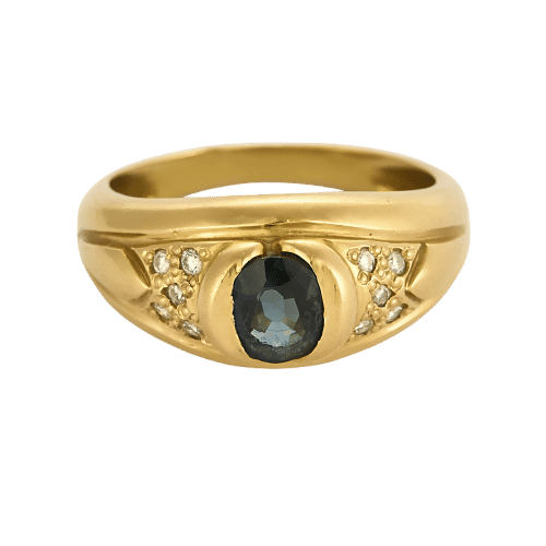 Bague 53 1/2 Bague or jaune, serti saphir et diamants 58 Facettes 238