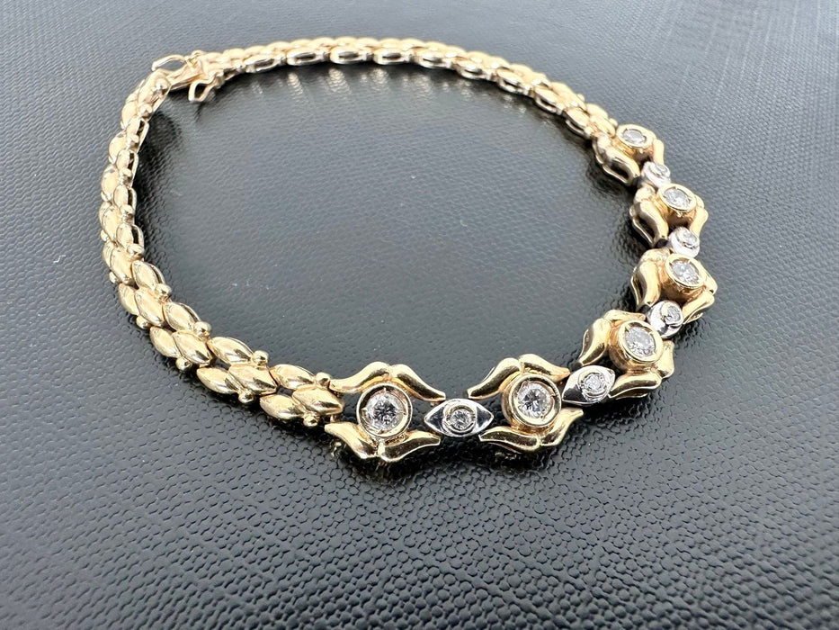 Bracelet Bracelet rétro deux ors avec diamants certifié HRD 58 Facettes