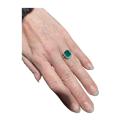 Bague 53 Bague Art Déco Émeraude 1.60 ct diamants 58 Facettes