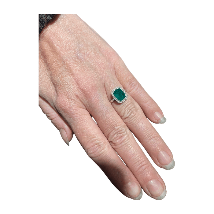 Ring Art Deco Smaragd diamanten van 1,60 ct