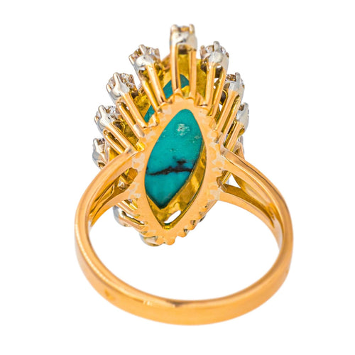 Bague 54 Bague  Marquise  Or rose Turquoise, Diamant 58 Facettes 4387234CN