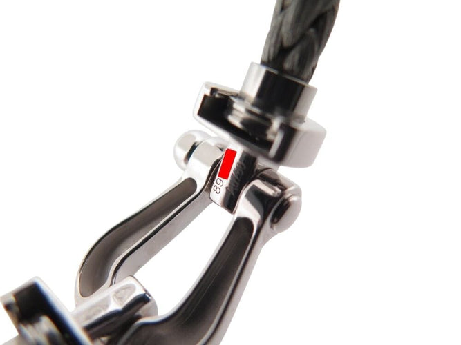 Bracelet bracelet FRED force 10 mm manille or blanc 18k cable acier t16 18cm 58 Facettes 267890