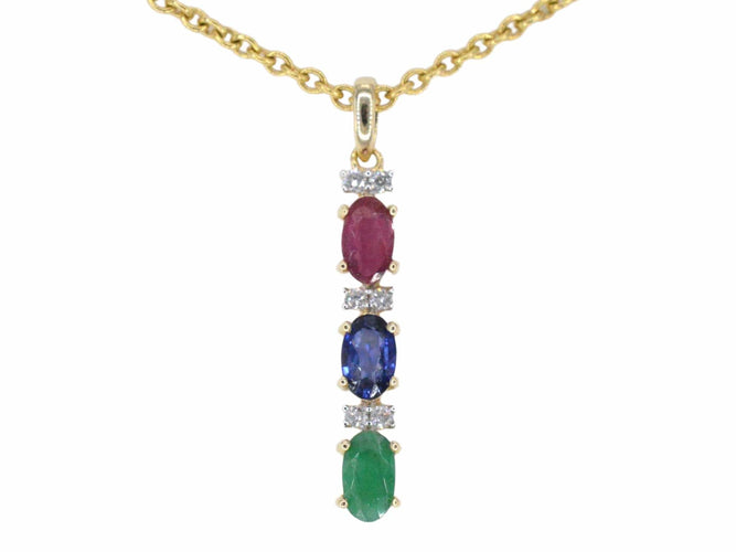 Pendentif Pendentif en or jaune avec pierres précieuses multicolores et diamants 58 Facettes 2277