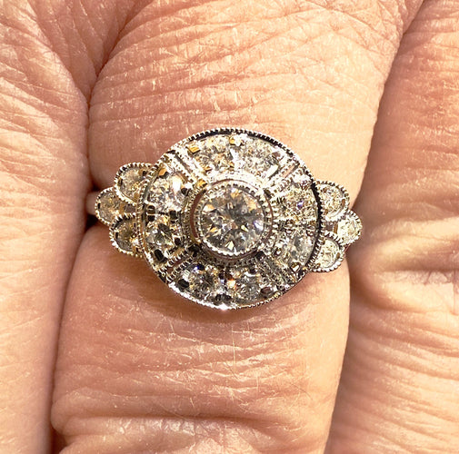 戒指 Art Deco 白金和钻石