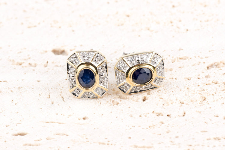 Boucles d'oreilles Boucles d’oreilles saphirs et diamants en or jaune 18k, 0,68 ct 58 Facettes BOSADOC583-107