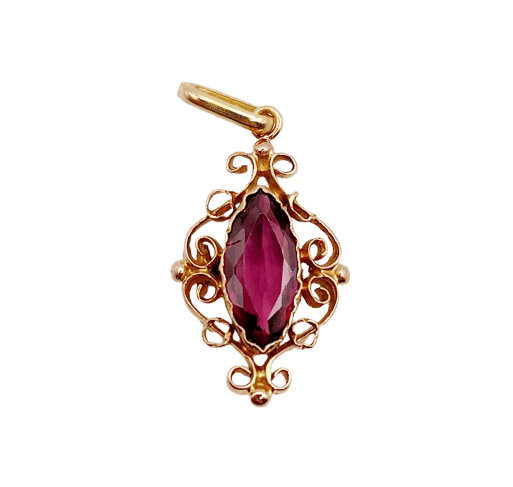 Pendentif Pendentif or rose, grenat taille navette (circa 1900) 58 Facettes A06252