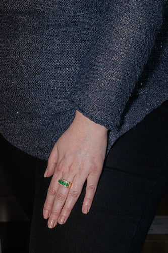 Bague 55 Bague Or jaune Emeraude, Diamant 58 Facettes 4002851CN