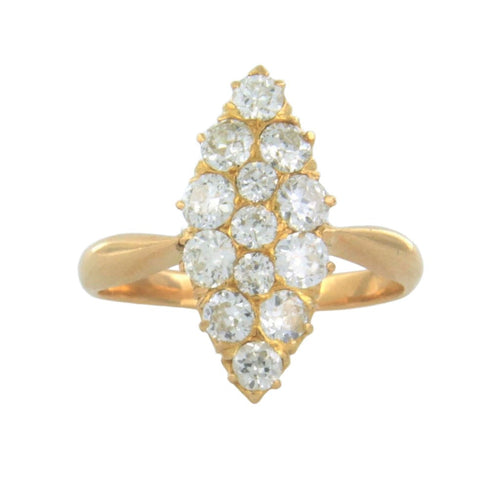 Anillo con diamantes antiguos corte mina de hasta 1,50 ct en oro amarillo de 20k, 4,2 gramos 