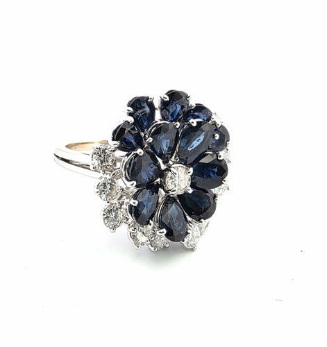 Bague 54 Bague en or blanc avec saphirs et diamants 58 Facettes