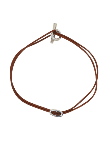 Collier HERMES Collier GLENAN argent cuir marron 58 Facettes 1206.9