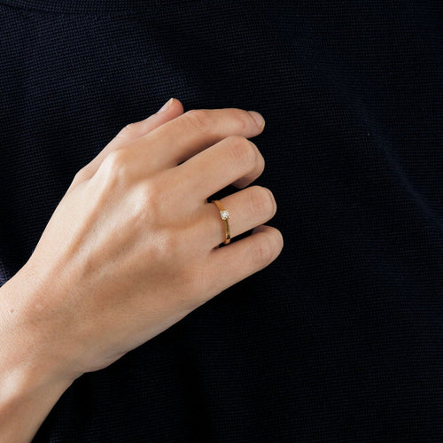 Bague 54 Solitaire or jaune serti d'un diamant 58 Facettes 3121253