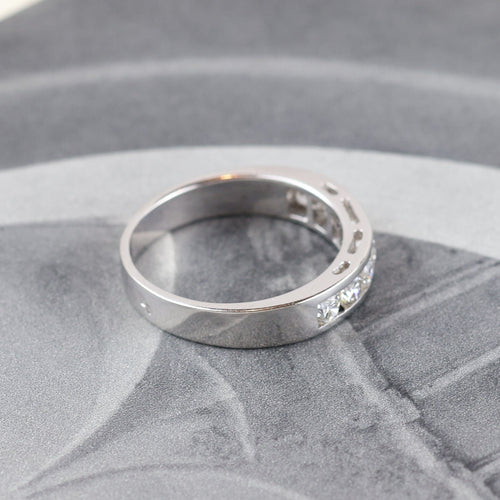 Диамантен алианс от 18K бяло злато с естествени диаманти с брилянтен шлиф 